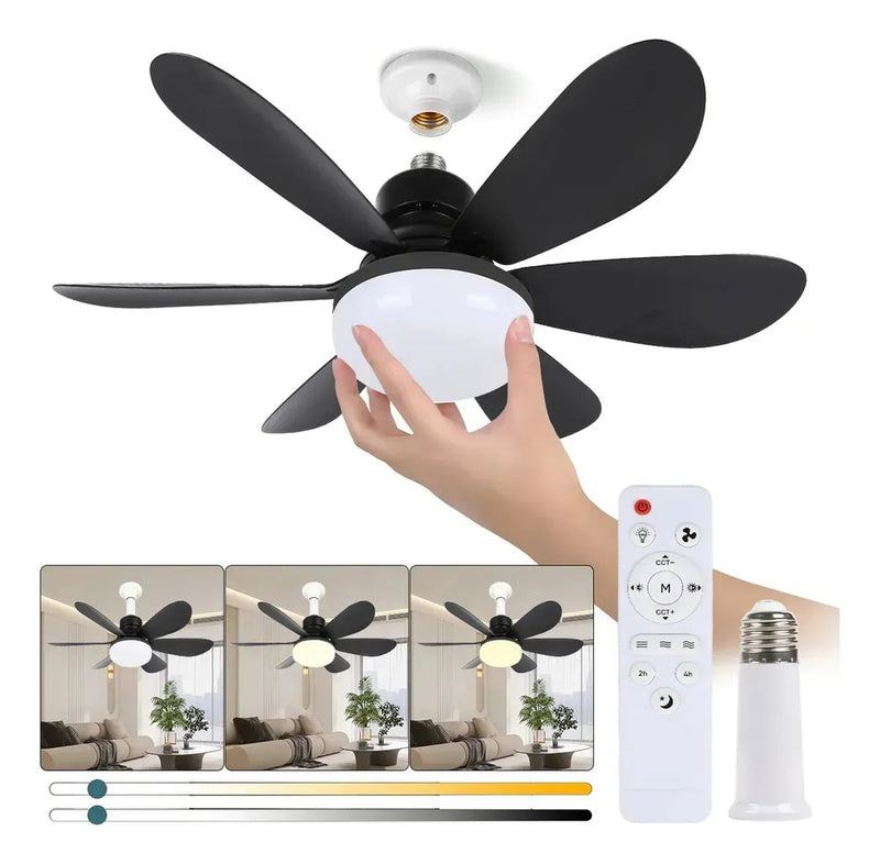 Ventilador e Luminária Teto Controle Remoto 3 Velocidades 3 Cores Iluminação